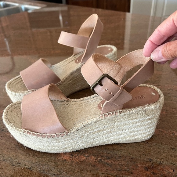 SOLUDOS MINORCA PLATFORM ESPADRILLE SANDAL 9 BLUSH NUDE WEDGE ADJ BUCKLE SUMMER - Picture 2 of 13